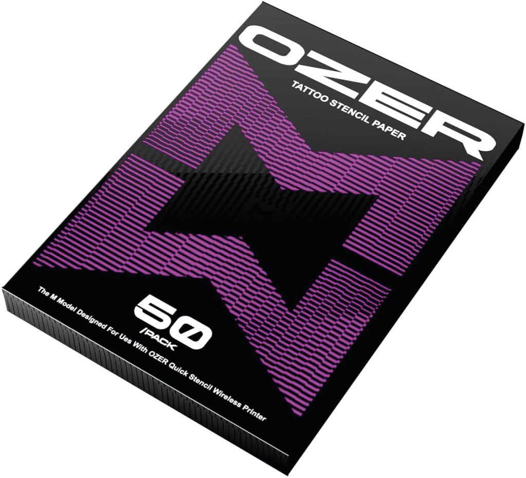 OZER STENCIL PAPPER BLACK AND PURPIL. 50 SHEET BOX